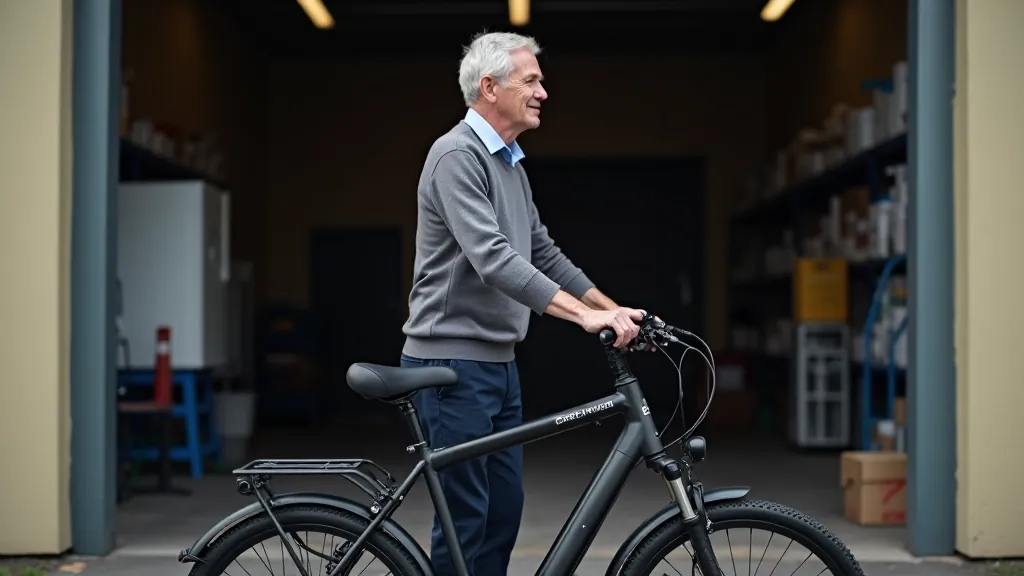 Person demonstrating proper e-bike lifting technique, showing how to handle the weight
